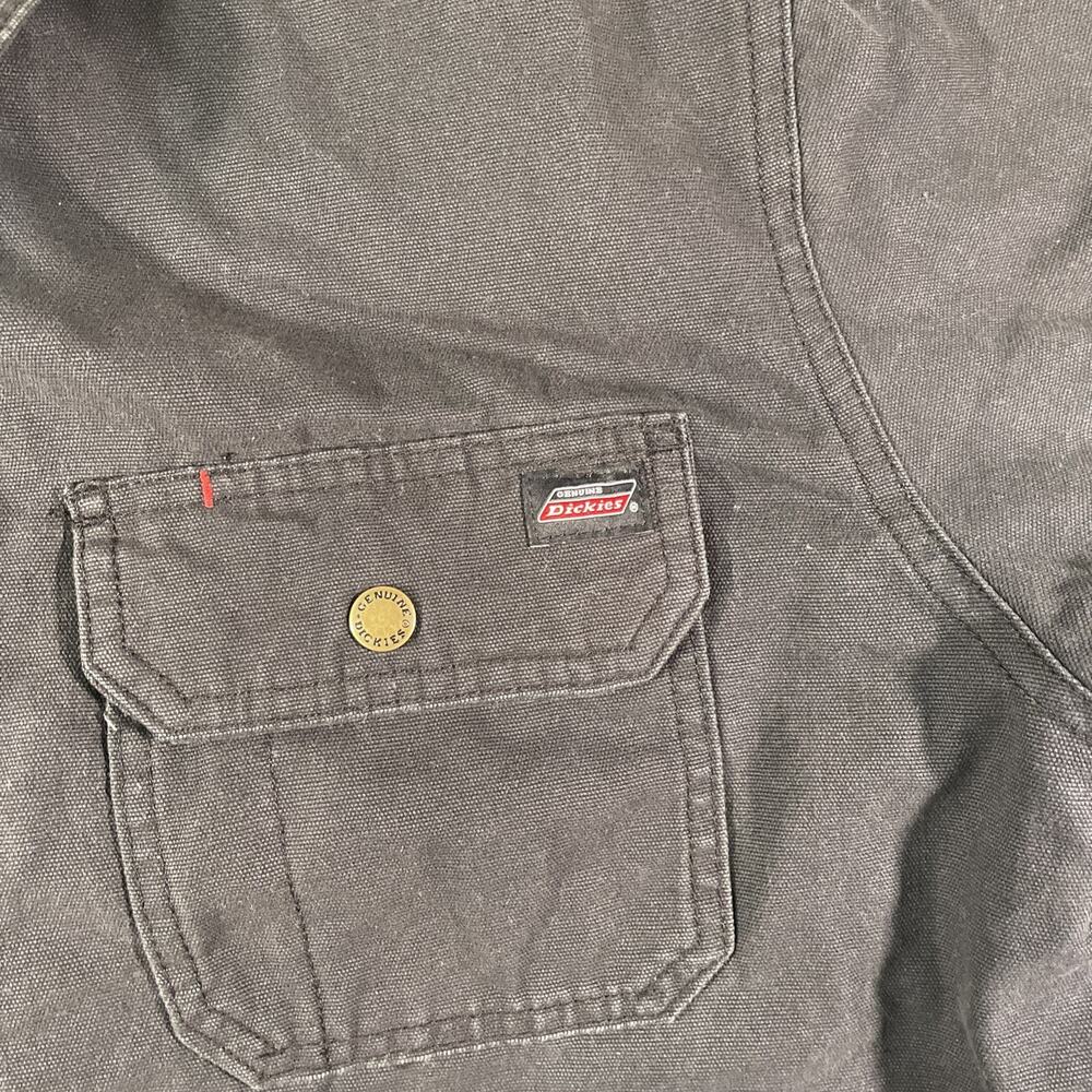 Dickies Work Jacket Mens 2XL Black Canvas Flannel Lined Snap Button Workwear - Picture 4 of 11